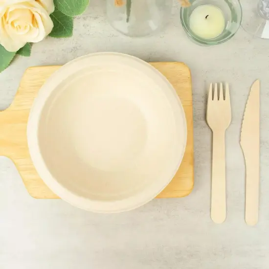 50 Natural 12 oz Round Sustainable Bagasse Disposable BOWLS Party Decorations {3}
