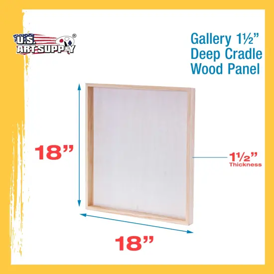 Unfinished Cradled Wood Panels for Painting, 2 Pack of 18x18 inch - Gallery Birch Wooden Canvas Boards 1-1/2" Deep - Mixed-Media Craft, Acrylic, Oil, Encaustic, Paint Pouring {3}