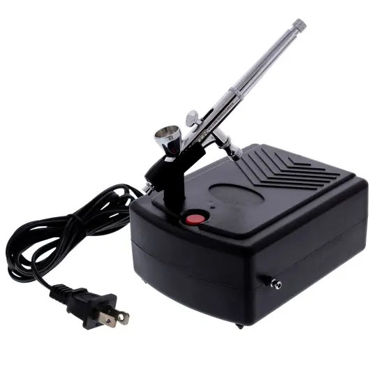 Airbrushing System with a Multi-Purpose Gravity Feed Dual-Action Airbrush with 0.3mm Tip, Mini Air Compressor, Hose, Storage Case, ARC Link Card {5}