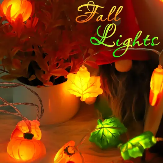 3D Acorn Pumpkin Maple Leaf String Lights {5}