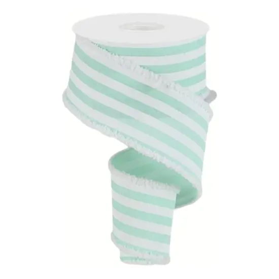 2.5" Vertical Stripe Drift Ribbon: Mint Green (10 Yards) {1}