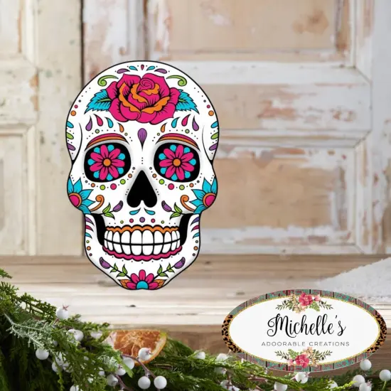 12" Metal Embossed Sign: Sugar Skull {2}