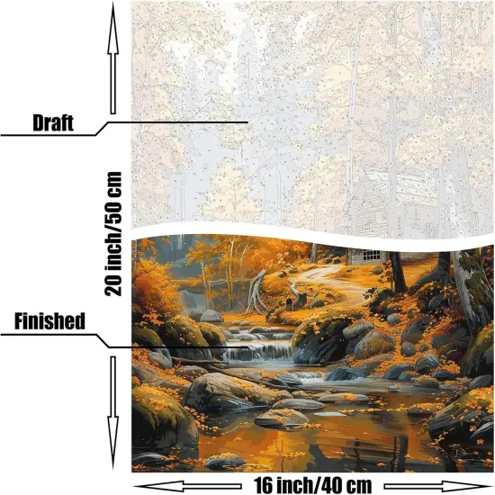Autumn Forest House Paint by Numbers Kit - 16x20 Inch {3}