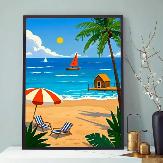 4 Pack,,Ocean Landscape Paint by Number ( 8"X12") {5}