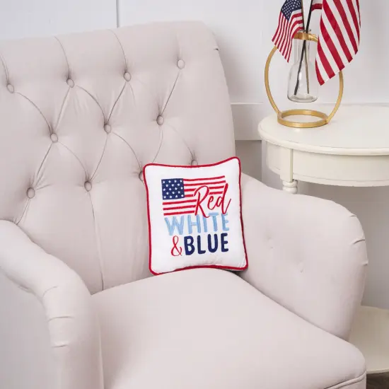 "Red White & Blue" USA Flag Petite Accent Pillow, 10" x 10" {4}