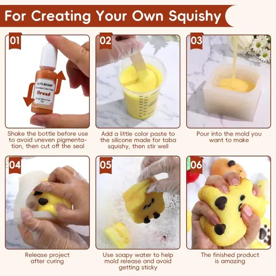 LET'S RESIN Silicone Pigment Dye for Taba Squishy, 16 Colors Opaque Pigment Paste for Silicone Rubber Mold Making, Vibrant Colorant for Squishy Maker Coloring {5}