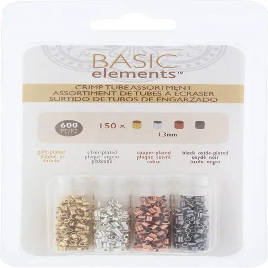 The Beadsmith Tube Crimp Beads, 1.8mm, Assorted Colors, 600 Pieces, Uniform Cylindrical Shape, No Sharp Edges, Designed to Secure The Ends of Jewelry Stringing Wires and Cables {6}