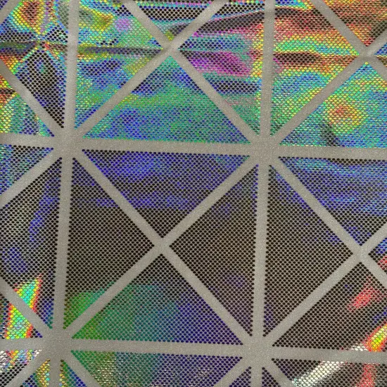 1 Yard Geometric Hologram Laser Foil Nylon Spandex Fabric 60 Inch Width White silver {1}