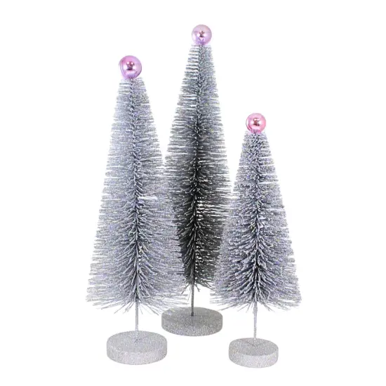 Cody Foster 18.0 Inch Silver Glitter Trees 3 Pc Set Christmas Decorative Tree Set , Christmas Decor Christmas Village Decorate {1}