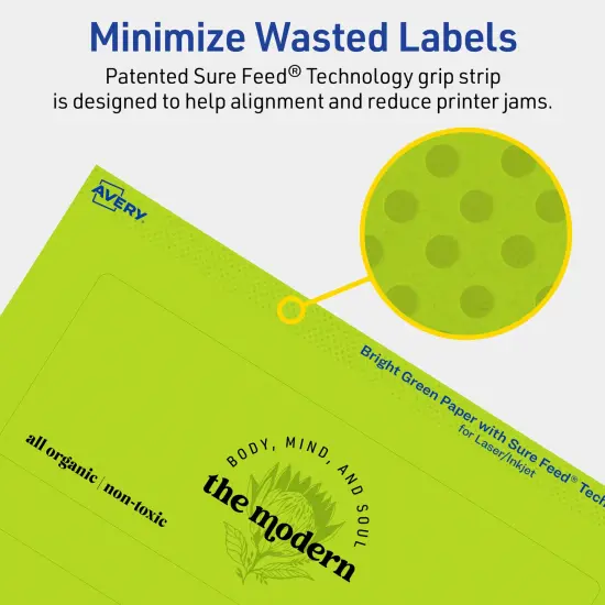 Avery Bright Green Paper Labels, 2.5" x 7" Rectangle {4}