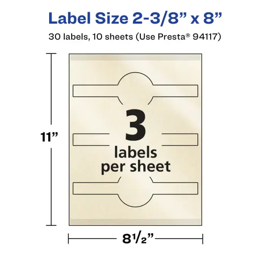 Avery Pearlized Ivory Wraparound Labels with Sure Feed Technology, 2-3/8" x 8" {5}