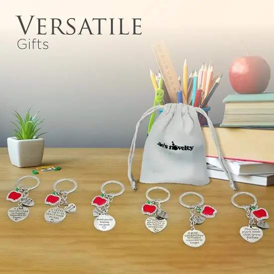 4E's Novelty Thank You Teachers Appreciation Keychains - 6 Pack Thank You Gifts for Teacher 2024 Teachers Appreciation Gifts in Bulk for Women Staff {4}