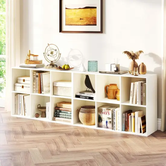 Costway 6-Cube Bookcase Modern 3-Tier Storage Organizer Horizontal Vertical Bookshelf {4}