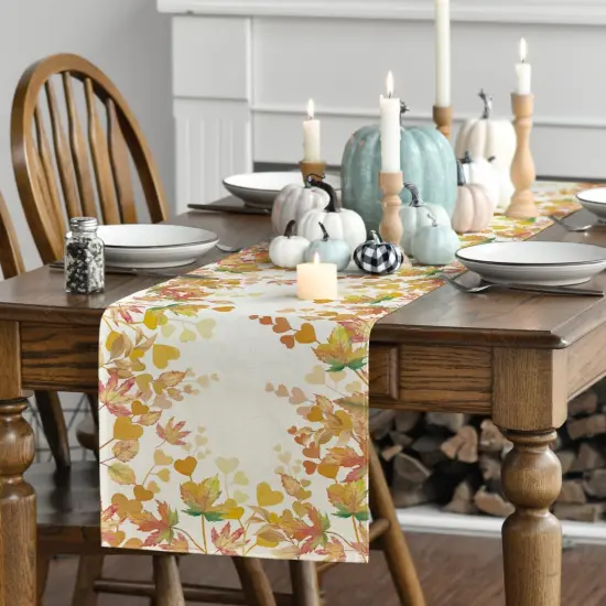 Maple Leaves Floral Fall Table Runner, Orange Seasonal,13x72 Inch {3}