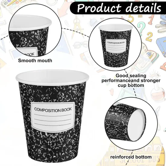 50 Pack Back to School Cups 9 oz Composition Book {2}