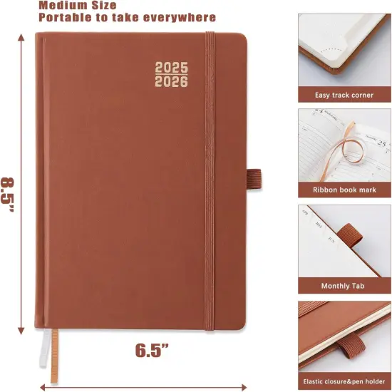 Academic Planner 2025-2026 - 6.5" x 8.5" (Brown 1 Pack） {4}