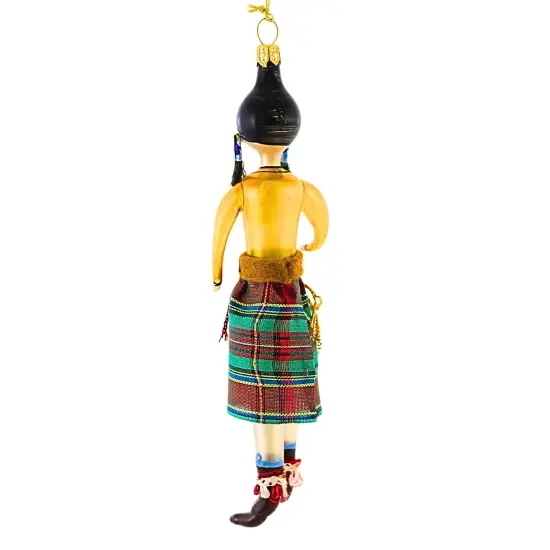 De Carlini Italian Ornaments 6.00in Winter Pines Daughter Of Holiday Gatherings, Glass, Christmas Ornament 6.0 Inch Winter Pines Daughter Of Holiday Gatherings Christmas Tree Ornament , Christmas Decor Native American Blown Yellow {2}