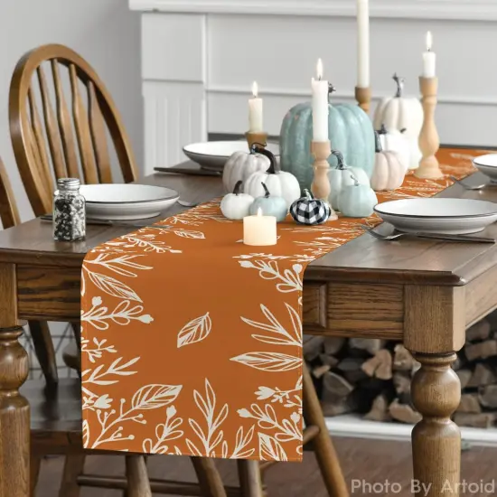 Orange Floral Fall Table Runner {2}