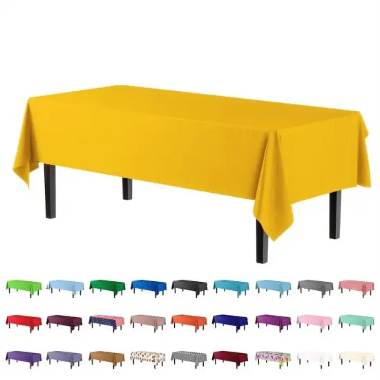 Exquisite 6-Pack Premium Plastic Tablecloth 54in. x 108in. Rectangle Plastic Table Cover Yellow {4}