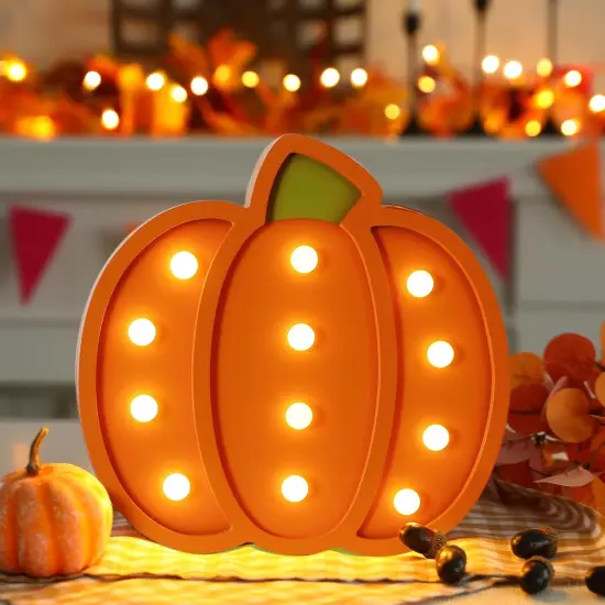 Pumpkins with Light Tabletop Decor {1}