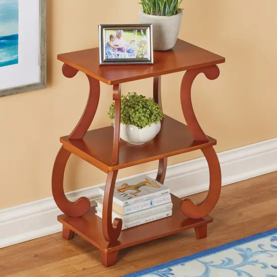 Collections Etc Elegant Decorative Walnut Finish Wooden Side Table {1}