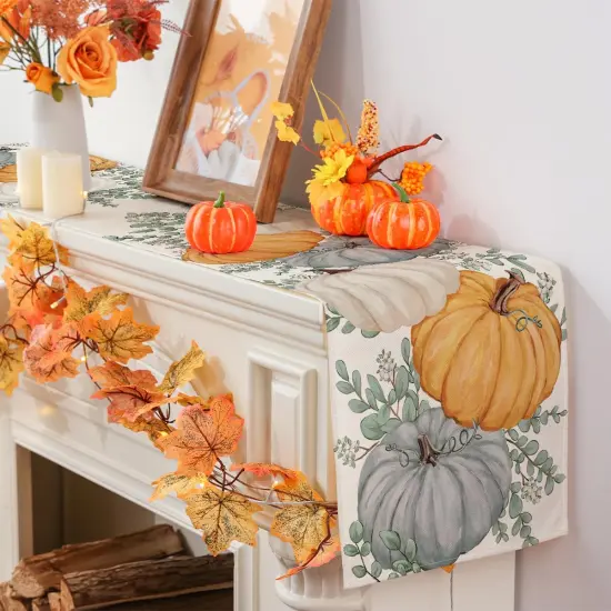 Eucalyptus Pumpkin Fall Table Runner {4}