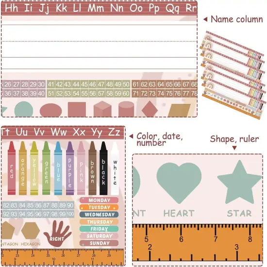 48 Pcs Boho Rainbow Desk Name Tags, Multipurpose Name Plates Alphabet {3}