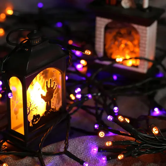 Joomer 2 Pack Orange Purple Halloween Solar String Lights Total 144 FT 400 LED 8 Modes Waterproof Solar Halloween Lights Outdoor for Halloween Decorations {1}
