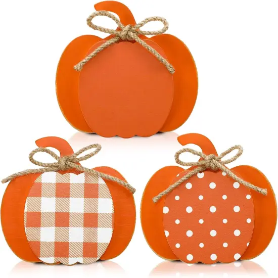 3 Pcs Fall Pumpkin Decor Wood Tabletop Sign {1}