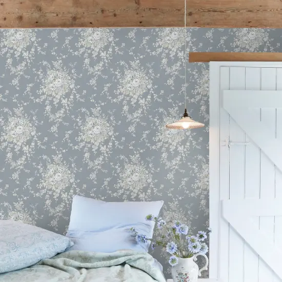 Rachel Ashwell Garden Floral Slate Gray Wallpaper {1}