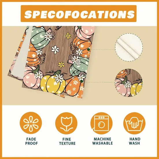 Fall Cartoon Pumpkin Wood Table Runner Table Decoration, 13x72 Inch {5}