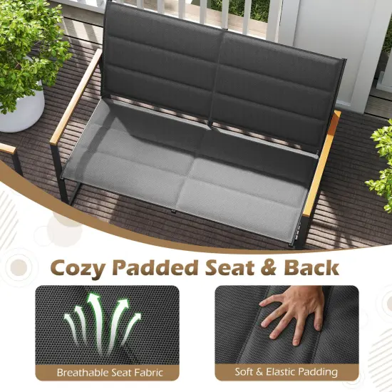 Costway 4/8 PCS Patio Furniture Setwith Padded Fabric Seat & Wood-Plastic Armrests Table {6}