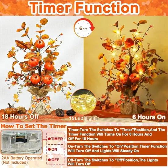 Lighted Fall Tree Tabletop Fall Decor with LED {2}