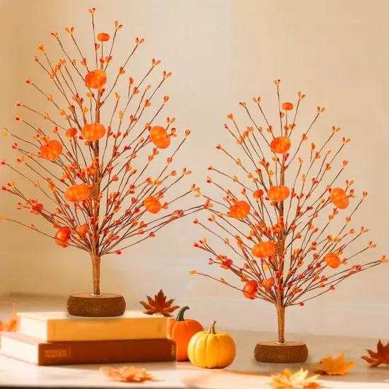 2 Pack Artificial Tabletop Fall Tree for Decor {1}