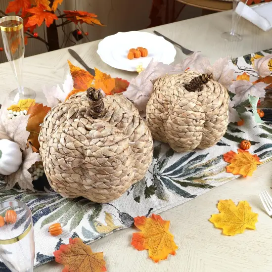 2 Pack Pumpkin Fall Decor - (Beige) {3}