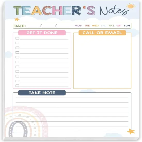 Rainbow Boho Teacher Notepad {1}