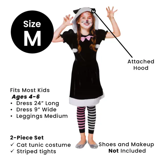 Northlight Black and White Girls Cat Children's Halloween Costume - Medium - 4-6 Years {5}