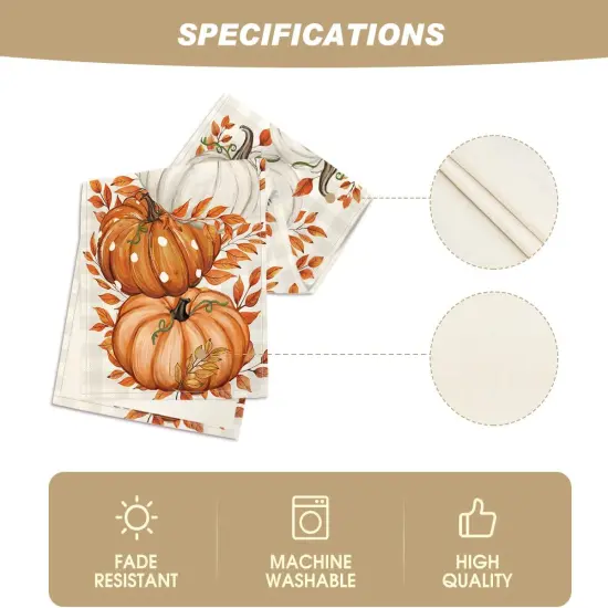 Buffalo Plaid Orange Pumpkins Eucalyptus Fall Table Runner - 13x72 Inch {5}