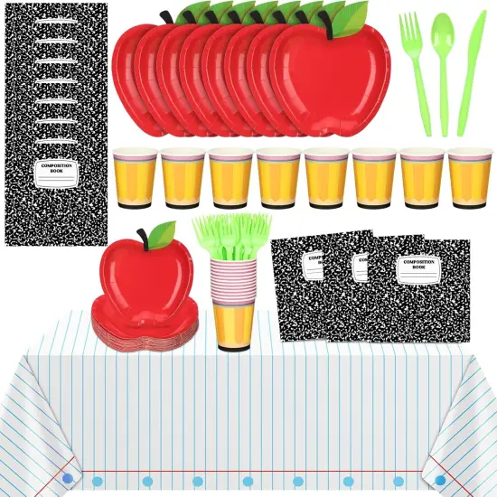 146 Pcs Back to School Decoration Apple Paper Plates {1}
