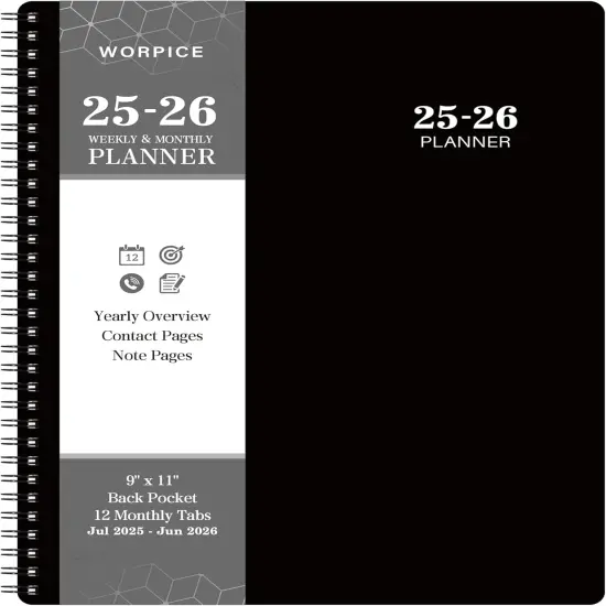 Academic Planner 2025-2026 - 9&rdquo; &times; 11&rdquo; (Black) {1}