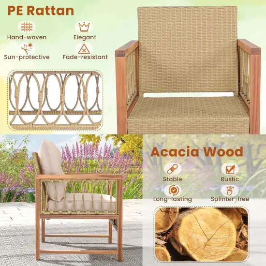 Costway 3 PCS Patio Furniture Set Outdoor PE Wicker Conversation Bistro Set {5}
