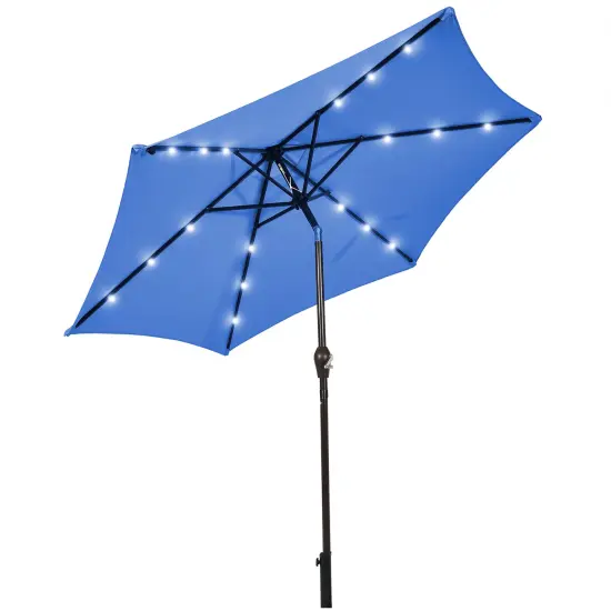 Costway 9FT Patio Solar Umbrella LEDSteel Tilt With Crank Blue/Orange/Brige/Tan/Burgundy {8}