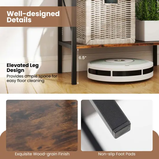 Costway 1/2 PCS 5-Tier Bookshelf, Industrial Tall Bookcase with Open Storage Shelves & Metal Frame Brown {5}