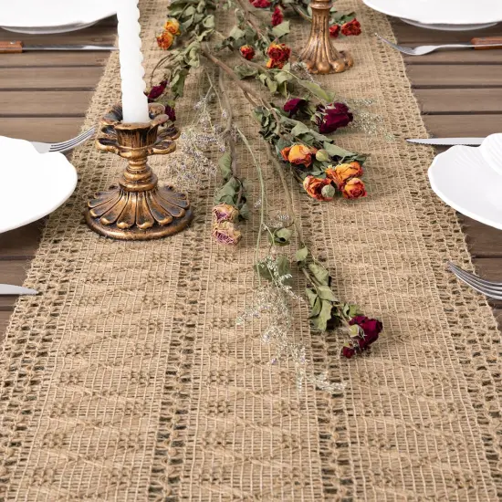 Boho Table Runner Summer Farmhouse Burlap {2}