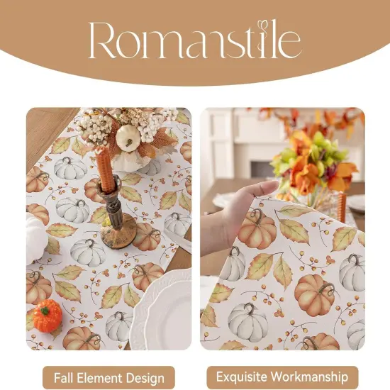 Orange Pumpkin Fall Table Runner {2}