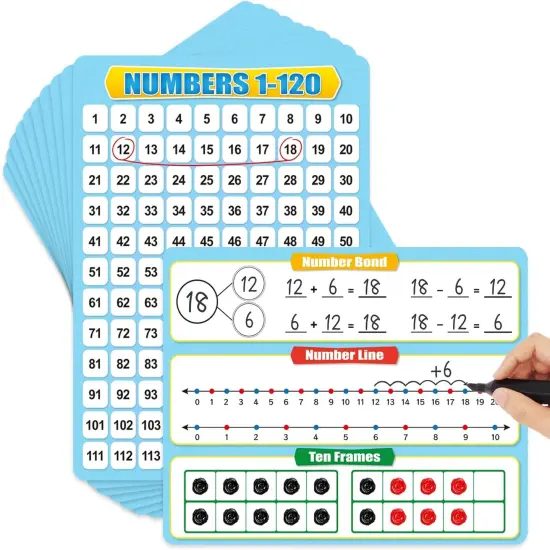 12 Pack Numbers 1-120 Chart Dry Erase Flash Card {1}