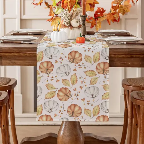 Orange Pumpkin Fall Table Runner {1}