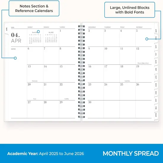 2025-2026 Academic Year Planner Calendar - 7" x 9" - Aiden Dark {5}