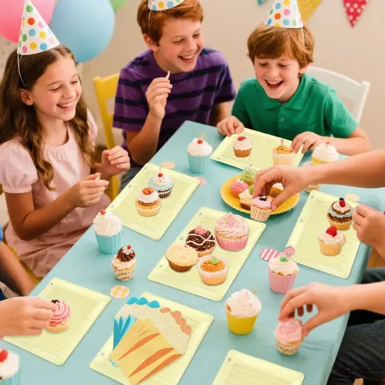 50Pcs Back to School Notebook Plates with Pencil & Napkins {4}