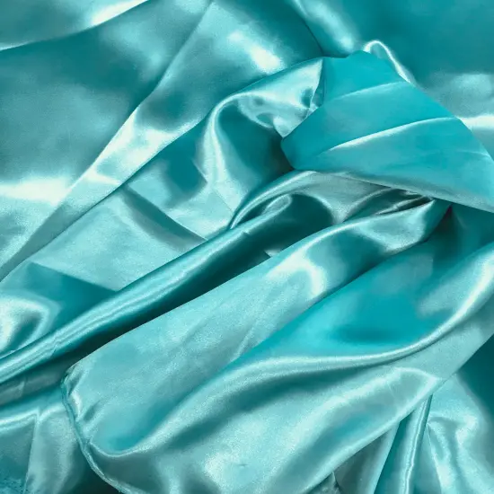 1 Yard Tiff Blue Shiny Satin Fabric Polyester Lightweight Smooth 58&Prime;-60&Prime; Wide {3}